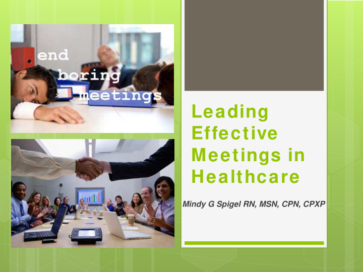 leading effective meetings in healthcare