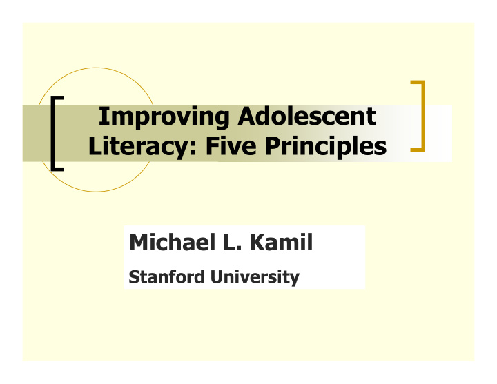 improving adolescent literacy five principles