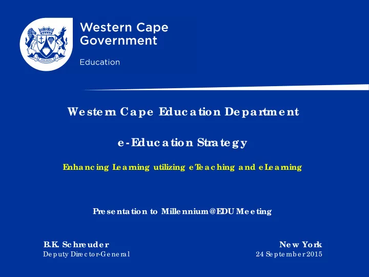 we ste rn cape e duc ation de partme nt e e duc ation