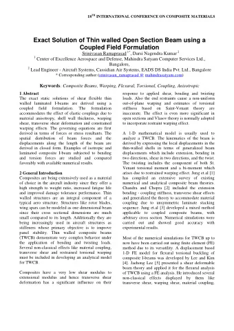 Exact Solution of Thin walled Open Section Beam using a Coupled Field Formulation Srinivasan