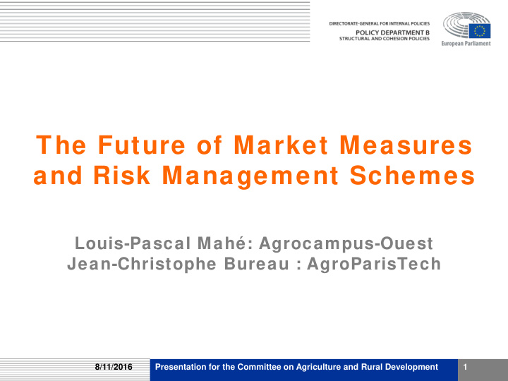 the future of market measures and risk management schemes