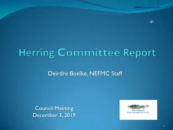 Deirdre Boelke, NEFMC Staff  Council Meeting  December 3, 2019  1  Outline of presentation  Review
