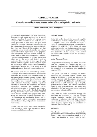 Chronic sinusitis: A rare presentation of Acute Myeloid Leukemia  Shelese Newmark, MD, Rauz A.