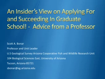 Professor and Unit Leader  U.S Geological Survey Arizona Cooperative Fish and Wildlife Research