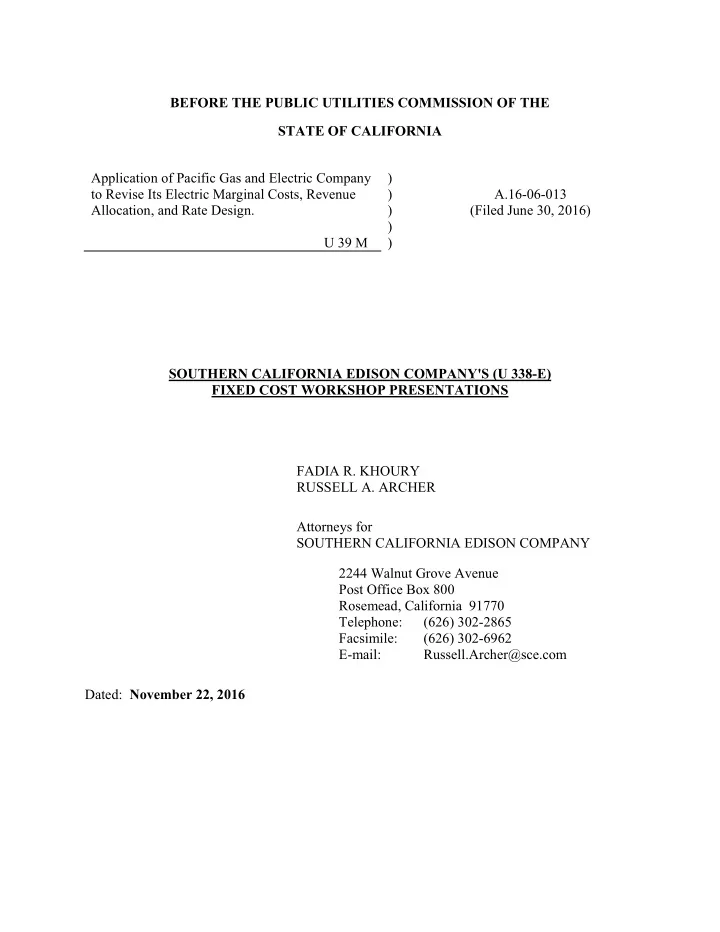 before the public utilities commission of the state of