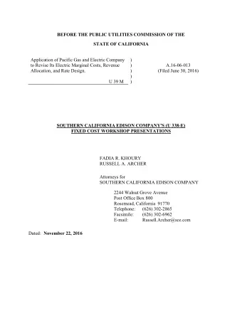 BEFORE THE PUBLIC UTILITIES COMMISSION OF THE  STATE OF CALIFORNIA  Application of Pacific Gas and