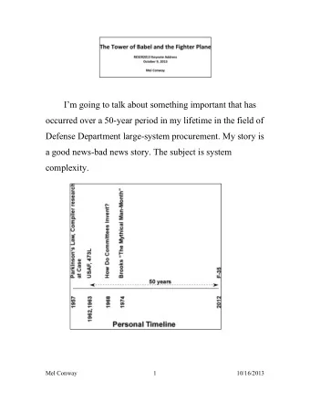 Im going to talk about something important that has  occurred over a 50-year period in my