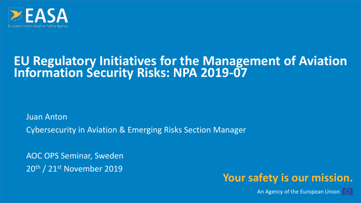 eu regulatory initiatives for the management of aviation
