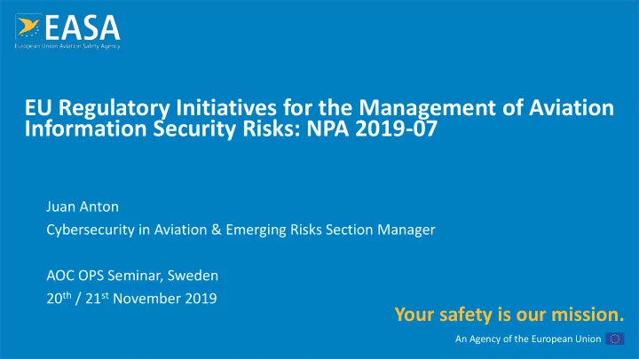 eu regulatory initiatives for the management of aviation