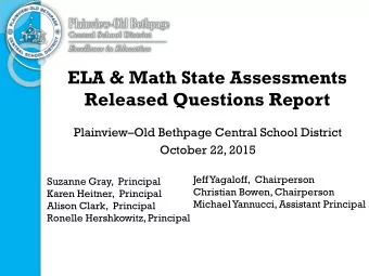 Released Questions Report Plainview  Old Bethpage Central School District  October 22, 2015