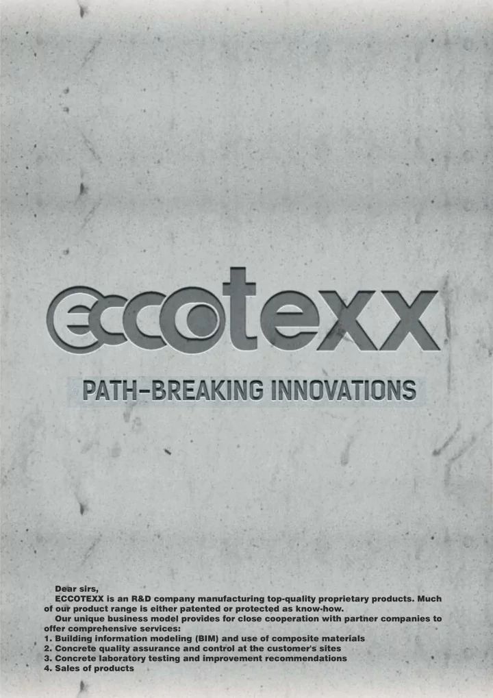 dear sirs eccotexx is an r amp d company manufacturing