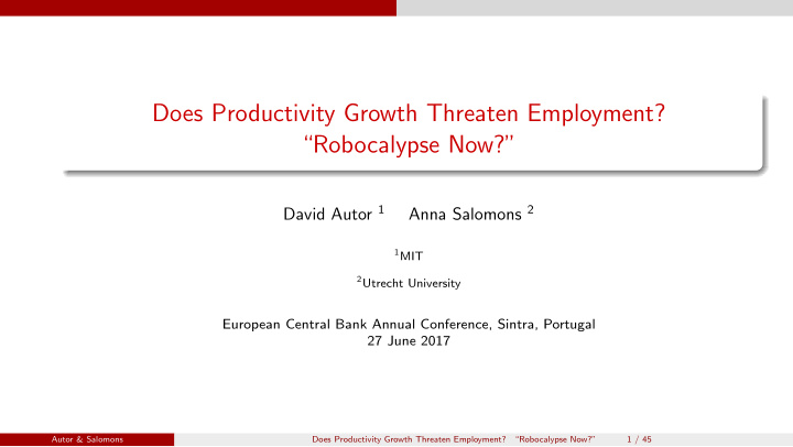 does productivity growth threaten employment robocalypse