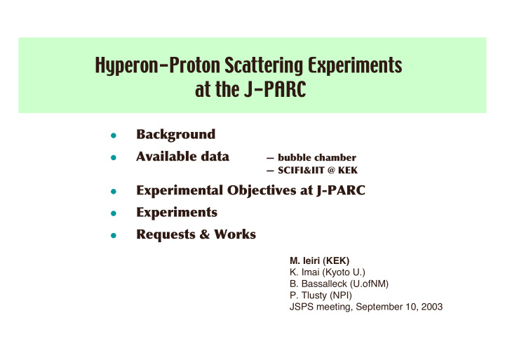 hyperon proton scattering experiments at the j parc