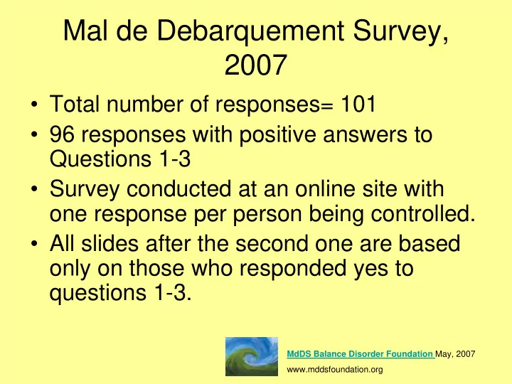 mal de debarquement survey 2007