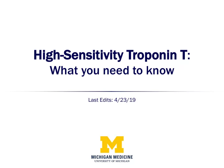 hi high gh sensi sitivity troponin t