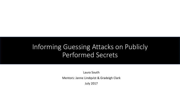 informing guessing attacks on publicly