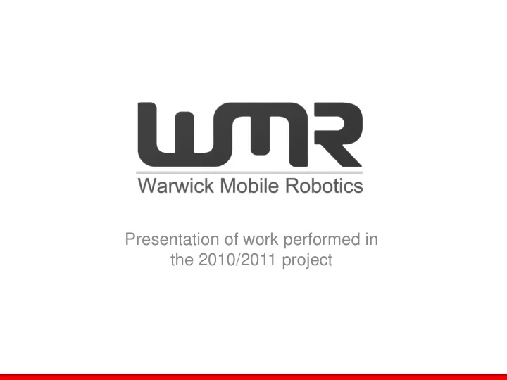 presentation of work performed in