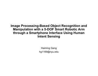 Image Processing-Based Object Recognition and  Manipulation with a 5-DOF Smart Robotic Arm  through