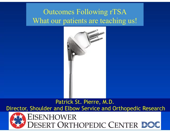 outcomes following rtsa