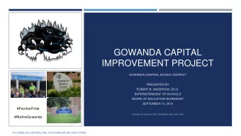 IMPROVEMENT PROJECT  GOWANDA CENTRAL SCHOOL DISTRICT  PRESENTED BY  ROBERT B. ANDERSON, ED.D.