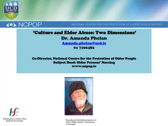 Co-Director, N  National C  Centre f  for t  the P  Protection o  of O  Older P  People  Su