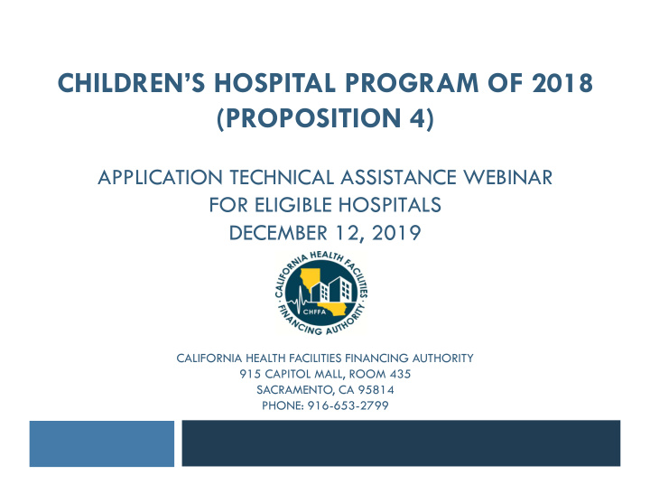 children s hospital program of 2018 proposition 4