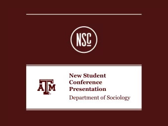 Conference  Presentation  Department of Sociology  You are here  WELCOME TO THE  DEPARTMENT OF