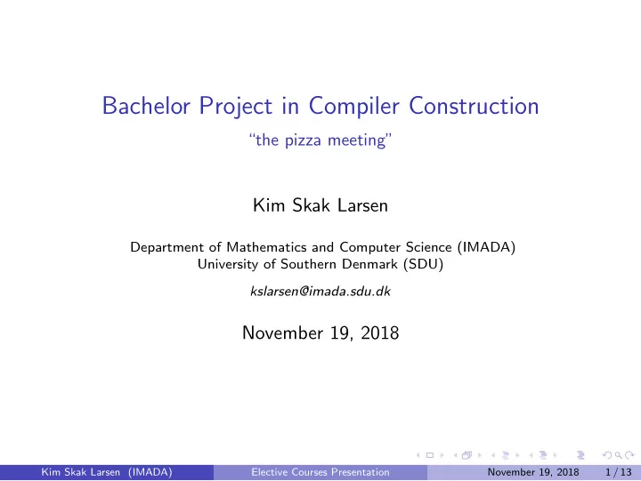 bachelor project in compiler construction