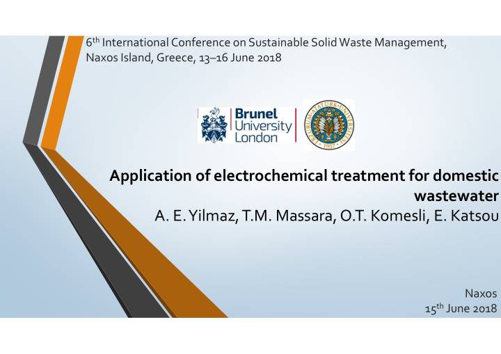 application of electrochemical treatment for domestic