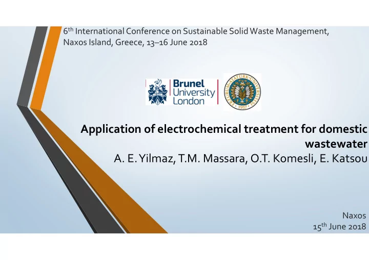 application of electrochemical treatment for domestic
