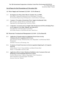 list of papers for oral presentation on 29 november 2016