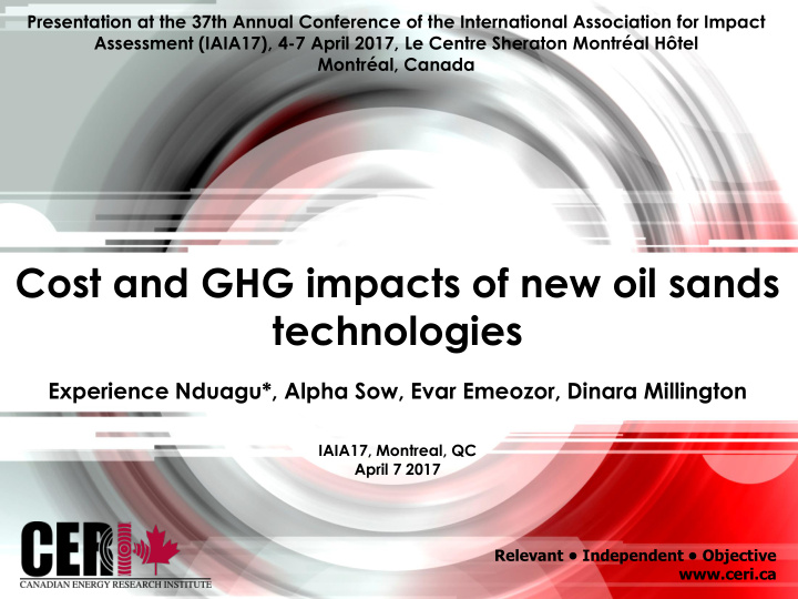 cost and ghg impacts of new oil sands
