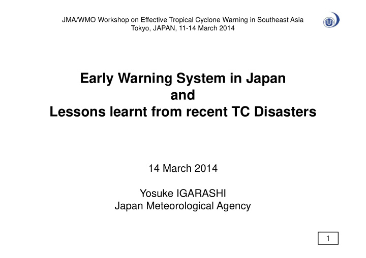 early warning system in japan and lessons learnt from