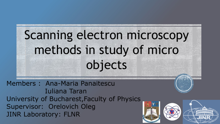 scanning electron microscopy methods in study of micro