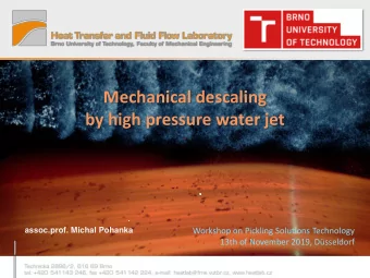 Mechanical descaling  by high pressure water jet  assoc.prof. Michal Pohanka  Workshop on Pickling