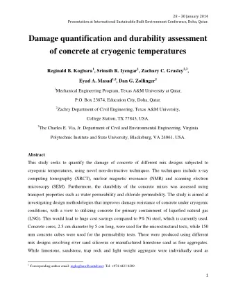 Damage quantification and durability assessment  of concrete at cryogenic temperatures Reginald B.