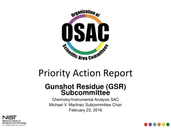 Priority Action Report  Gunshot Residue (GSR)  Subcommittee  Chemistry/Instrumental Analysis SAC