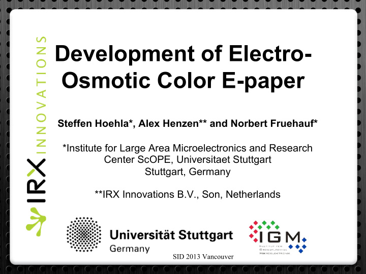 development of electro osmotic color e paper