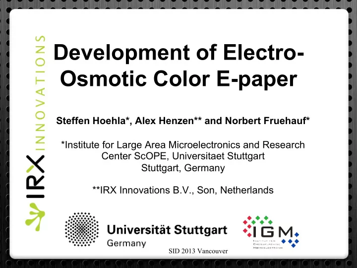 development of electro osmotic color e paper