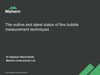 The outline and latest status of fine bubble  measurement techniques  Dr Stephen Ward-Smith