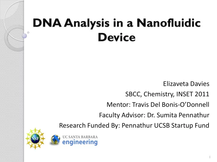 dna analysis in a nanofluidic device