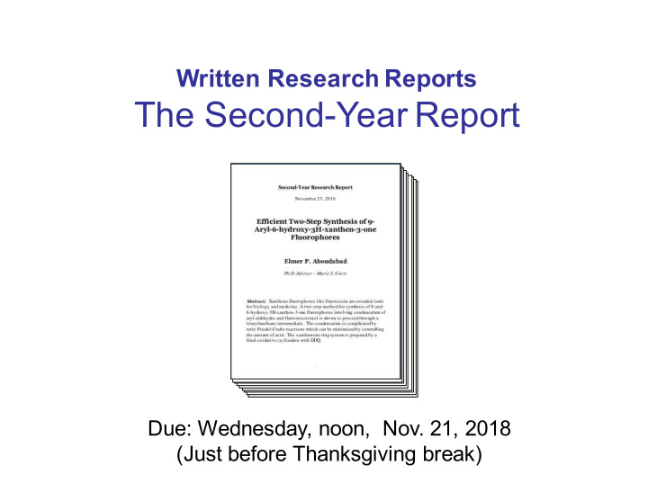 the second year report