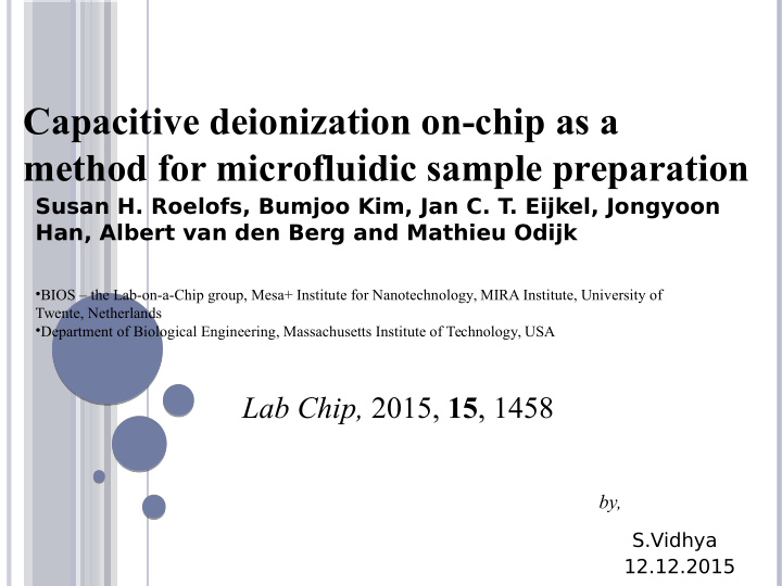 capacitive deionization on chip as a method for