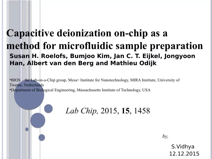capacitive deionization on chip as a method for