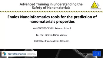 Enalos Nanoinformatics tools for the prediction of  nanomaterials properties  NANOGENTOOLS EU