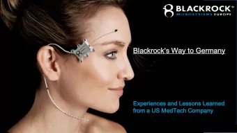 Blackrocks Wa  Way  y to  to Ge  Germ  rman  any  Experi  rien  ences  ces and  and Lesson  ons