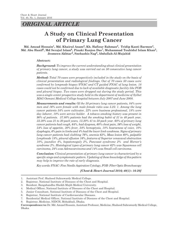 original article a study on clinical presentation of