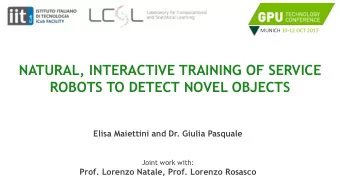 NATURAL, INTERACTIVE TRAINING OF SERVICE  ROBOTS TO DETECT NOVEL OBJECTS  Elisa Maiettini and Dr.