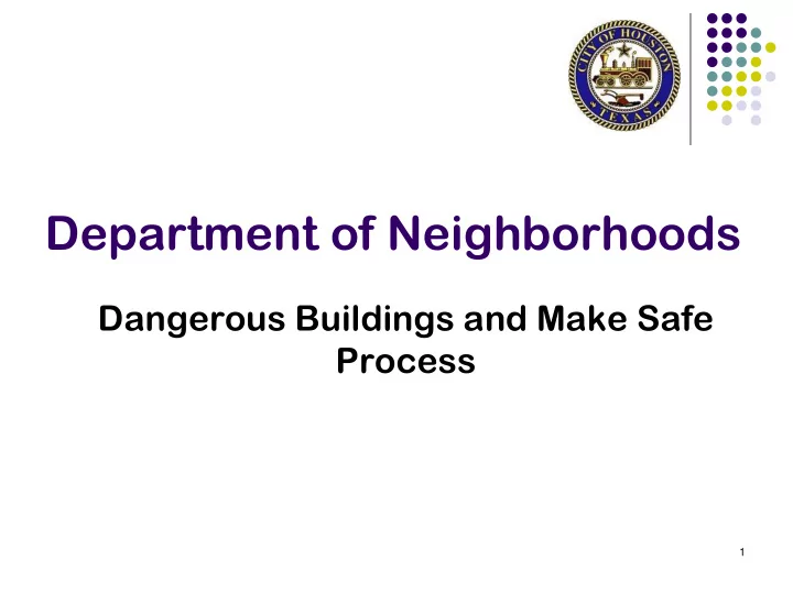 department of neighborhoods