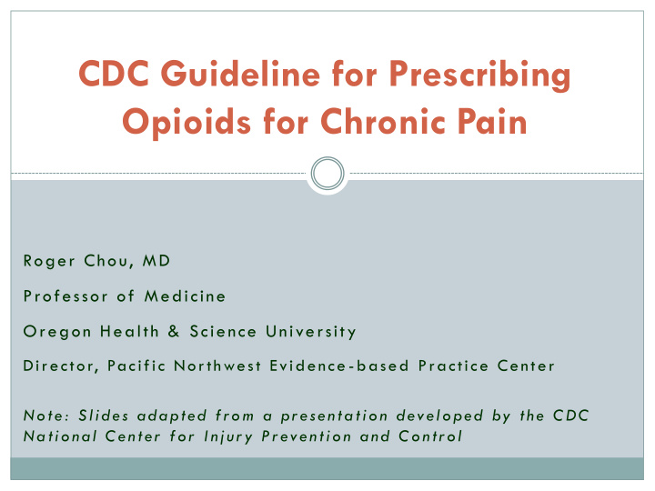 cdc guideline for prescribing opioids for chronic pain